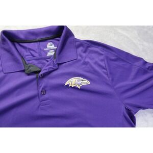 Baltimore Ravens NFL Football Purple Polo Shirt Men's Size L Majestic‎ Cool Base